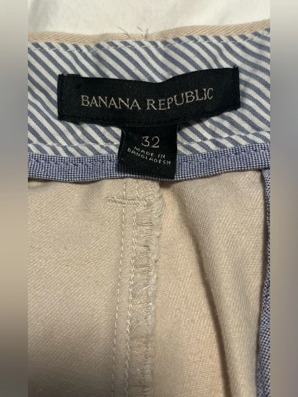 Men”s Banana Republic Chinos 10” Light Khaki Flat-Front Shorts Size 32
